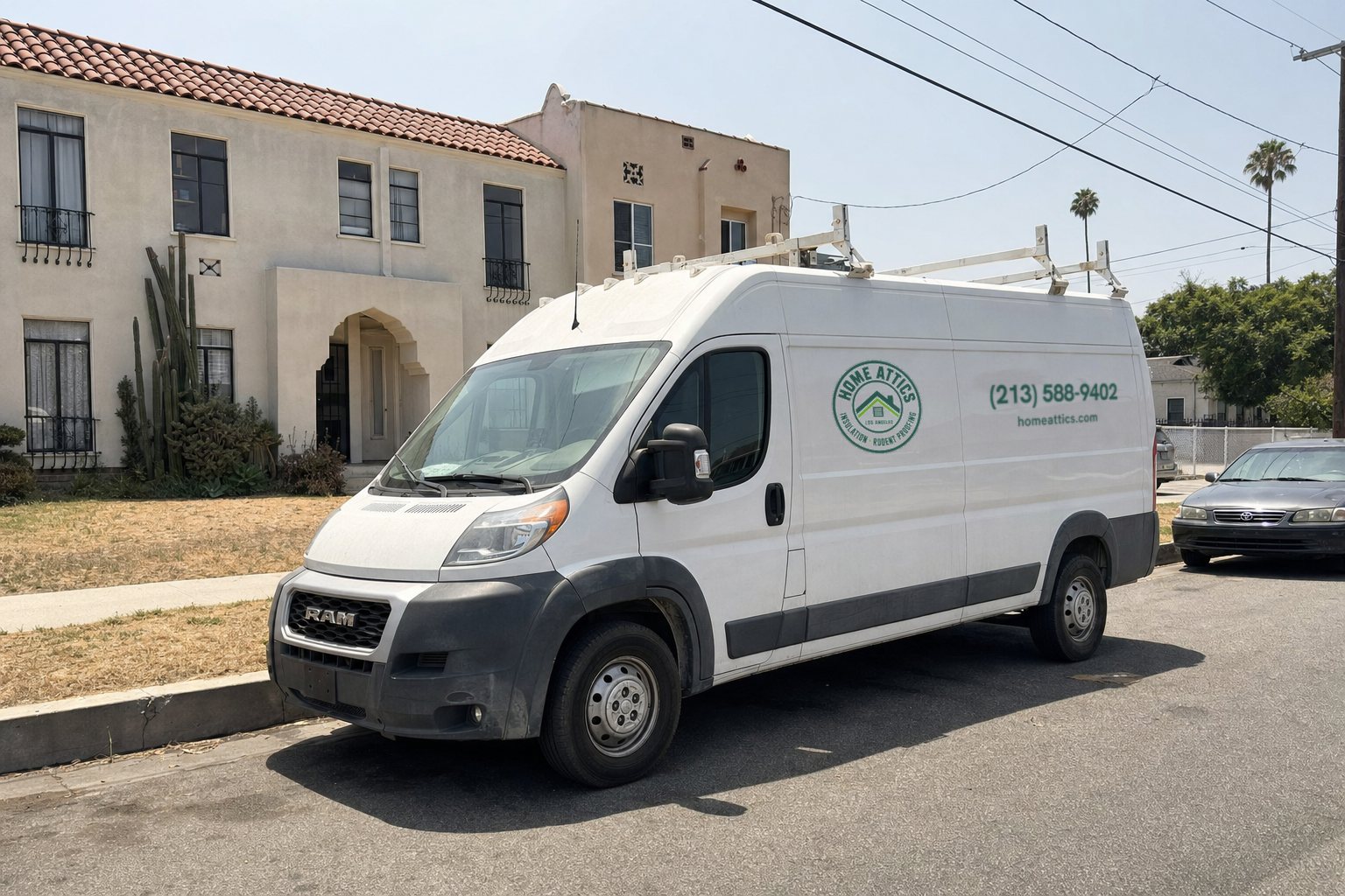 Home Attics van parked on a Los Angeles street
